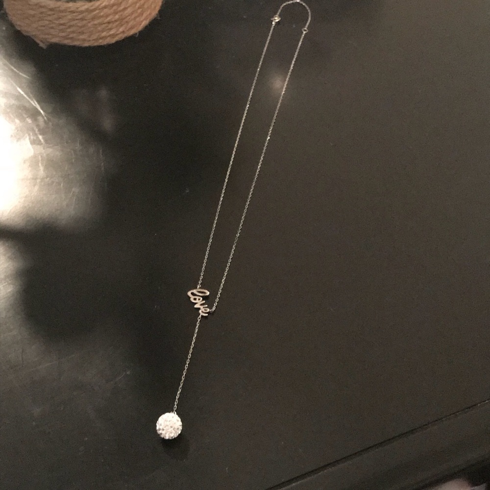 Swarovski Elements LOVE Y Necklace Sterling Silver - Picture 3 of 4